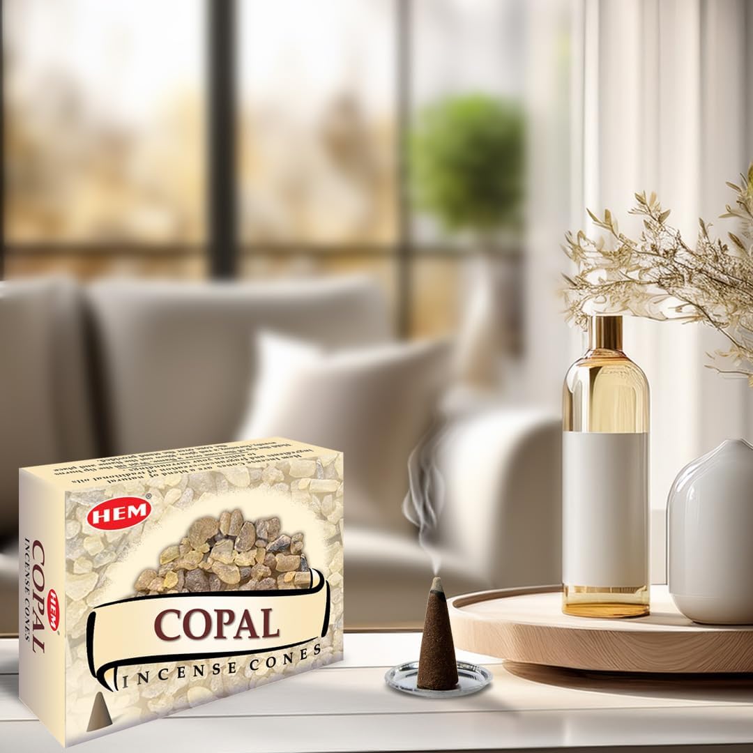 HEM Copal Incense Cones – Pack of 120 Cones (10 Boxes) – Natural Long-Lasting Aroma for Aromatherapy, Cleansing, Stress Relief & Home Fragrance