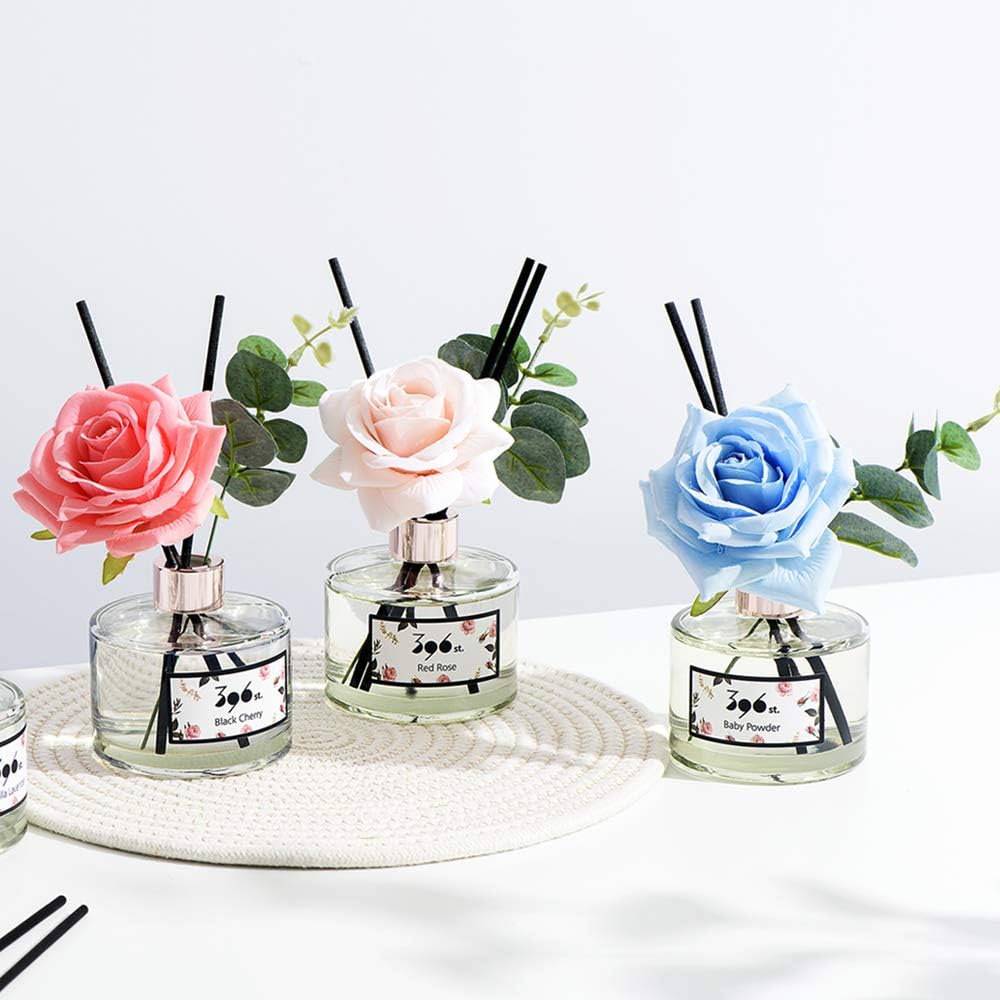 396 st. Rose Flower Reed Diffuser, Red Rose, 200ml(6.7oz) / Reed Diffuser Sets, Home Fragrance, Scented Oils, Home & Bathroom Décor