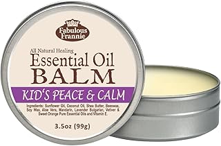 Fabulous Frannie Kid's Peace & Calm All Natural Essential Oil Healing Balm made with Sunflower Oil, Coconut Oil, Shea Butter, Beeswax, Soy Wax, Aloe Vera and Pure Essential Oils 3.5oz Tin