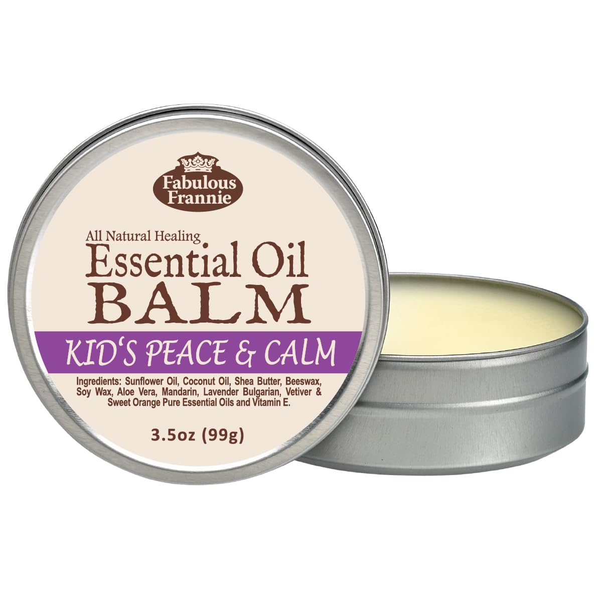 Fabulous Frannie Kid's Peace & Calm All Natural Essential Oil Healing Balm made with Sunflower Oil