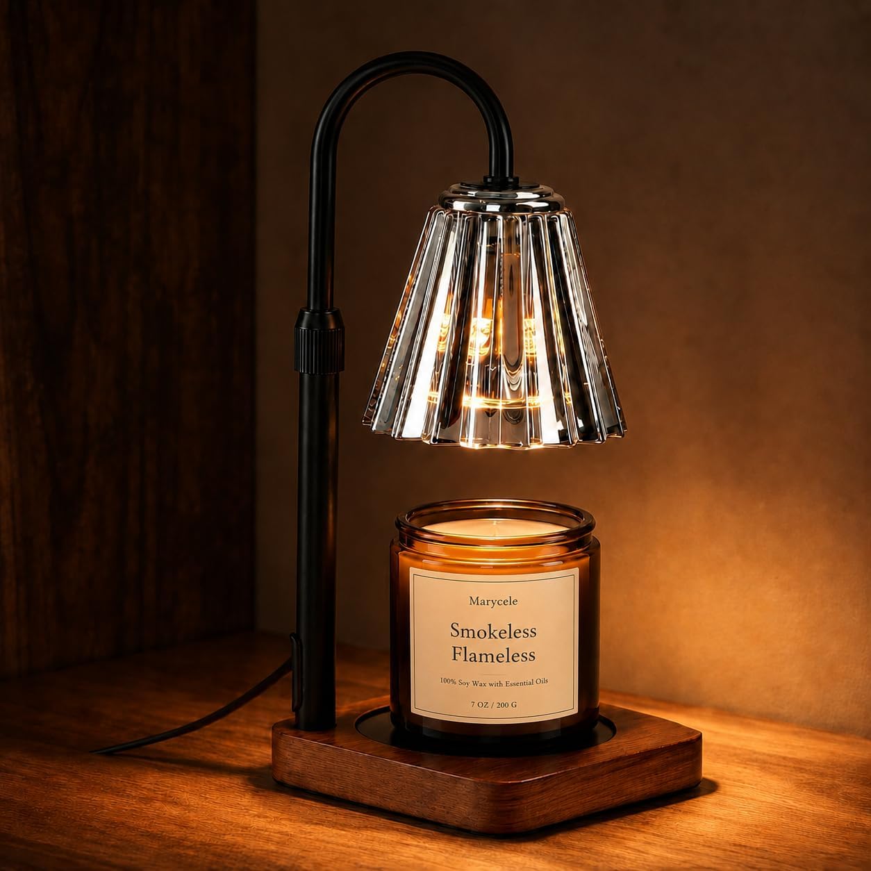 Marycele Vintage Candle Warmer Lamp with Timer Dimmer, Adjustable Height | Vintage farmhouse style with 2 bulbs, adjustable height, timer and dimmer for flameless fragrance in bedroom or home gifts