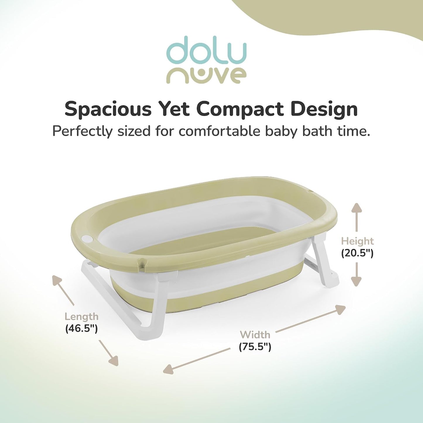 Dolu Nuve Foldable Baby Bathtub, Collapsible Infant and Toddler Bath Tub with Non Slip Feet, Portable Design for Bathroom or Travel, Eco Green