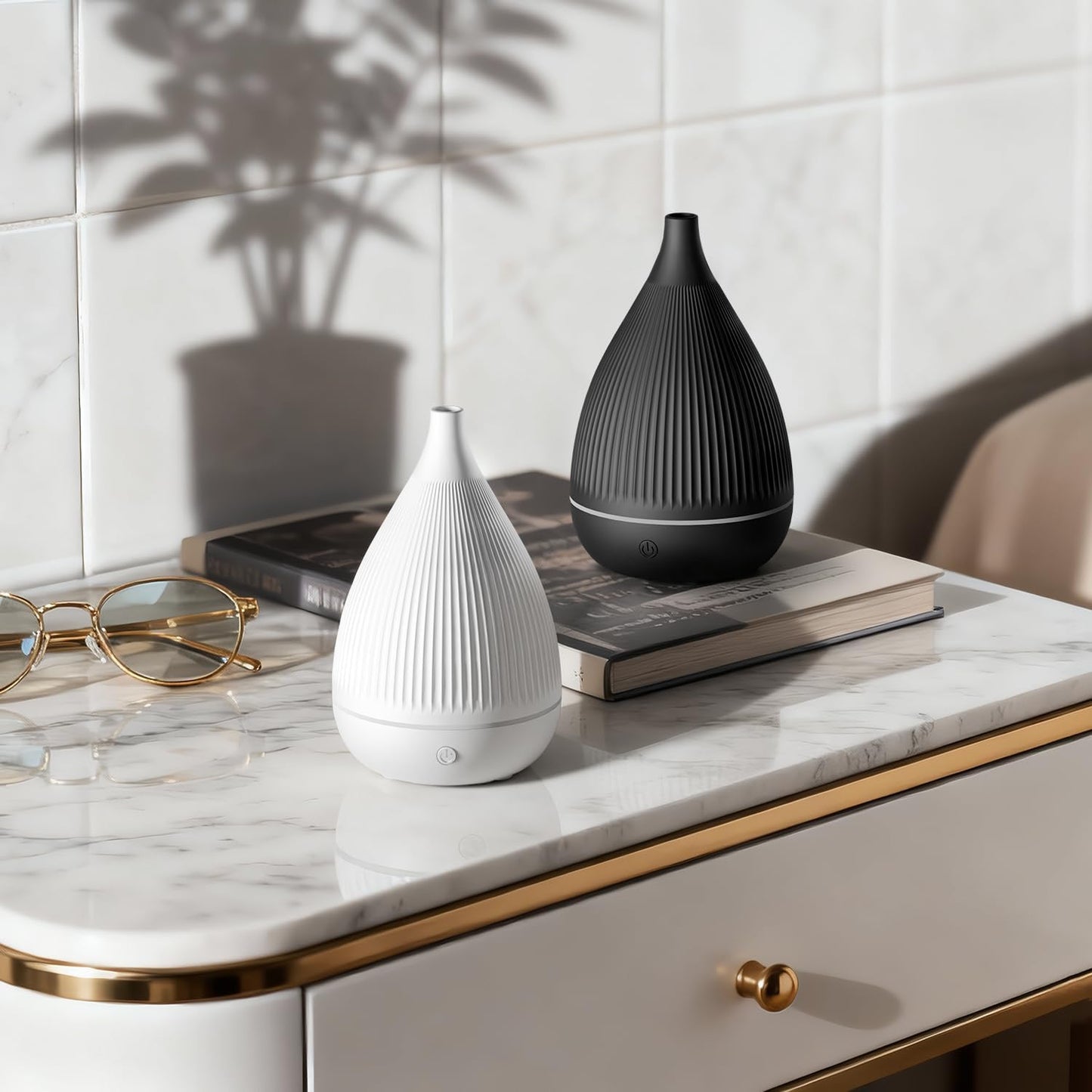 Ultrasonic Essential Oil Diffuser, Home Fragrance Aroma Diffuser with Auto Shut-Off, Color Change Night Light & Ultra-Quiet Operation, BPA-Free Portable Aromatherapy Humidifier for Home (White)