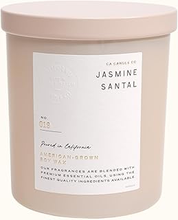 LEOBEN CO – Jasmine Santal Scented Candle – 9oz, Atelier Collection Design – 50 hr Burn Time – Poured in California Using Vegan Soy Wax and Essential Oils – Made in Small Batches