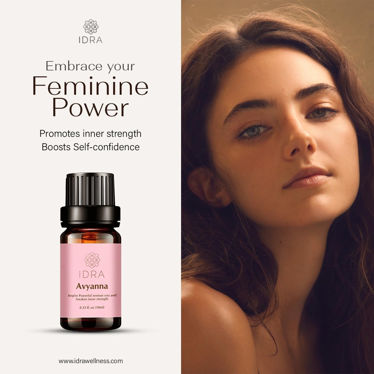 IDRA Avyanna Essential Oil Blend by Idra Wellness Inspire The Powerful Woman Therapeutic Grade Aroma for Diffusers & Aromatherapy Jasmine, Cedarwood Vanilla 10 ML