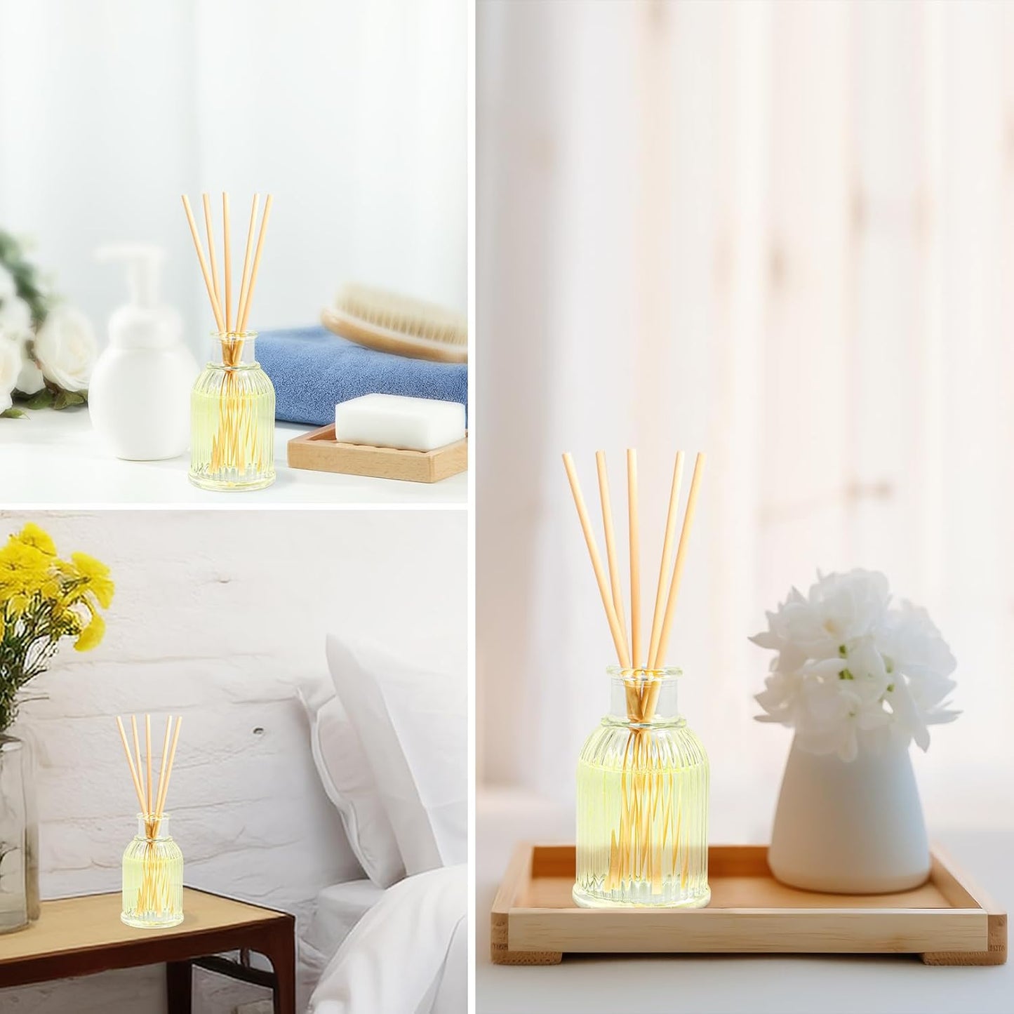 2-Pack Osmanthus Reed Diffuser Set, Kumquat Aroma Essential Oils, Amber Scented Oil Home Fragrance with 10pcs Sticks, Aromatherapy Air Freshener for Room Shelf Bathroom Decor