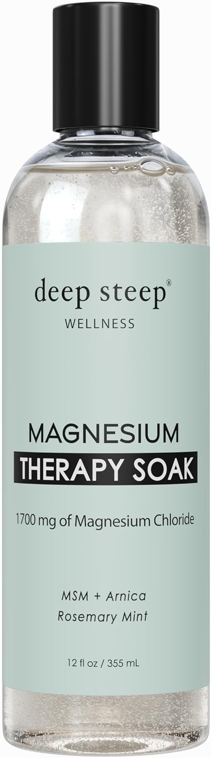 Deep Steep Magnesium Bubble Bath, Extra Strength, Foaming Soak with Magnesium, Arnica, Vitamin C & MSM, Extra Strength for Muscle Recovery, Soreness & Stiffness Relief – Soothing Relaxation