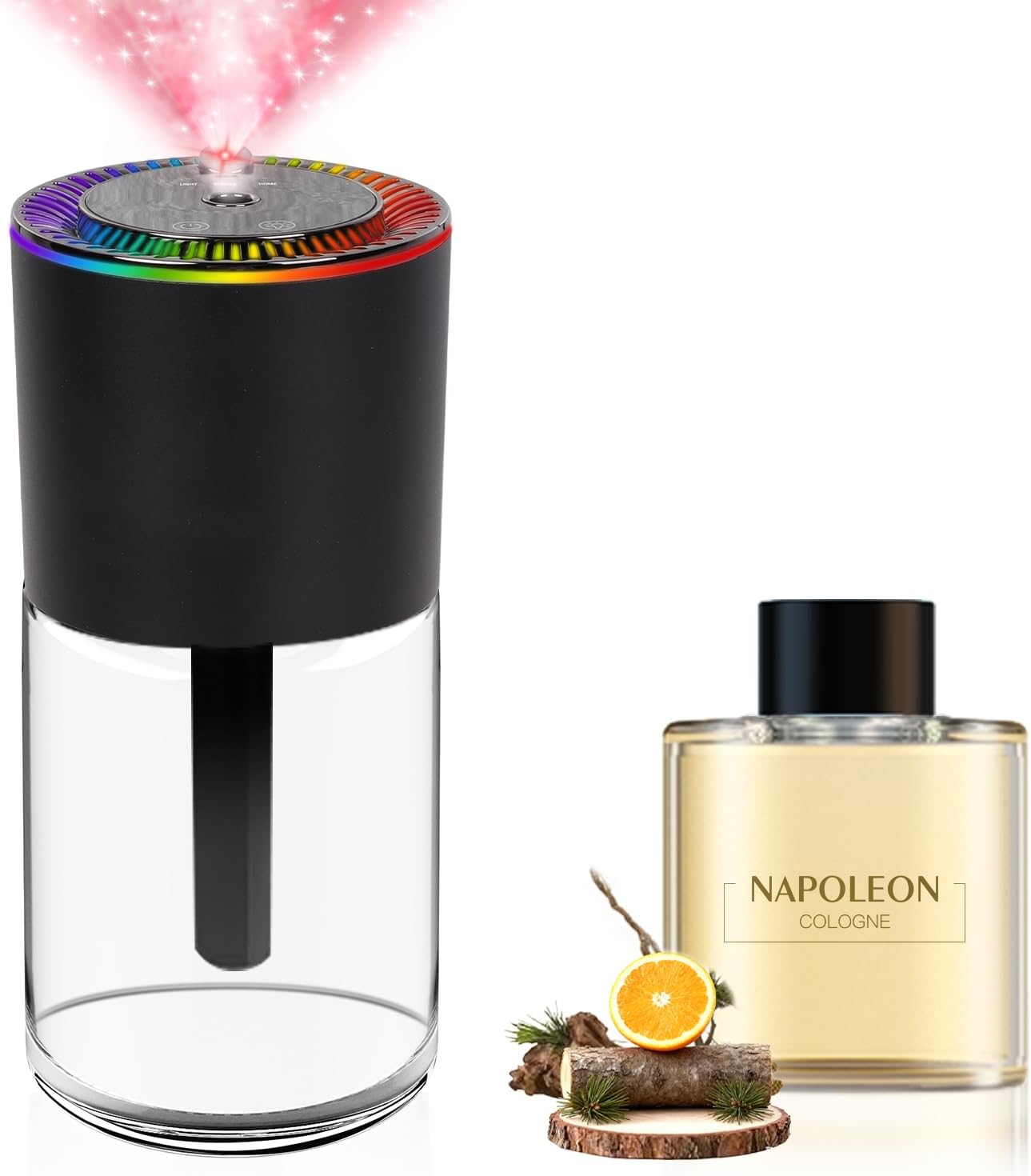 All-New, Smart Car Air Freshener Diffuser 160ml Large Capacity for 6 Months, Real-Time Monitoring, 90-Day Battery Life, 3 Modes, 7-Color with Starry Ceiling, for Car, Bedroom and Office.(COLOGNE)