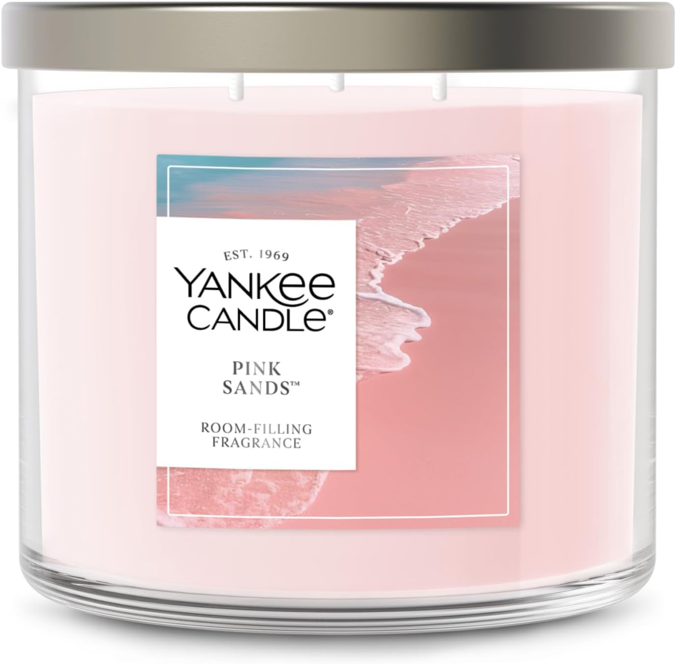 Yankee Candle Pink Sands, Scented Candle, 14.5oz 3-Wick Candle Jar with up to 40 Hours Burn Time