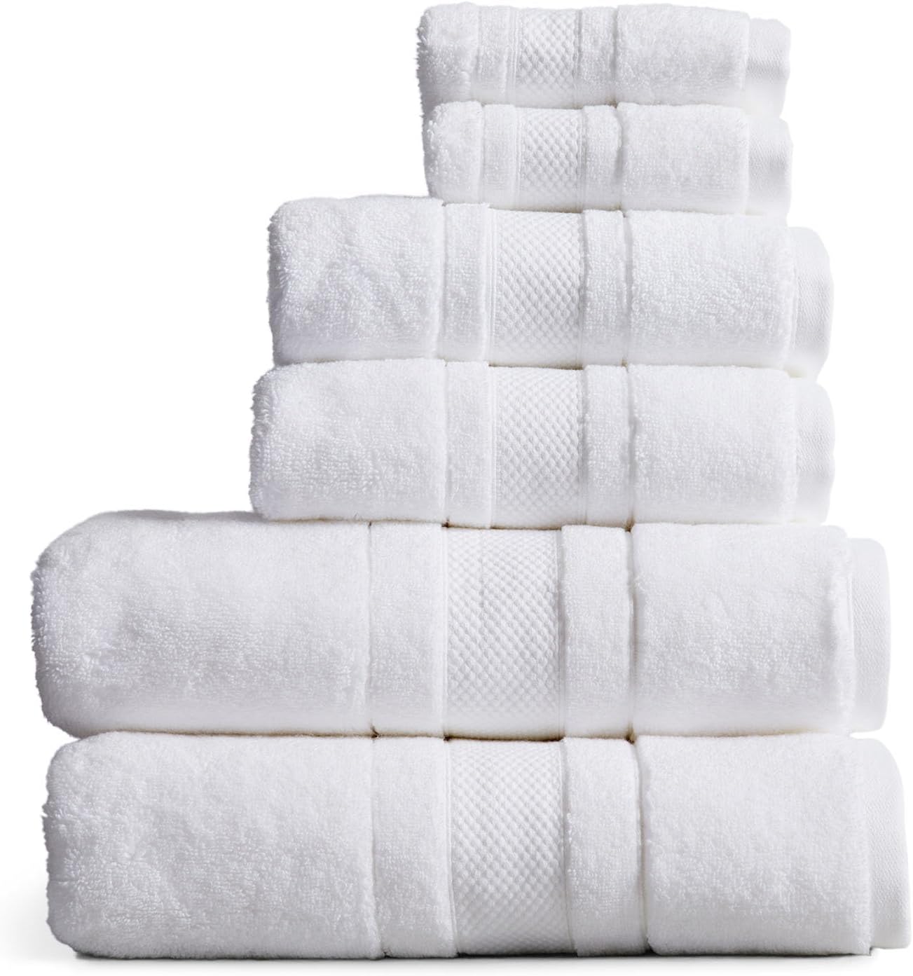 Springtree Home Luxury 100% Cotton Bath Towels Set | 100% Zero Twist Cotton | Premium Bath Towels | Ultra Soft Thick Plush & Highly Absorbent | Luxury Hotel & Spa Bathroom Towels | 6 Piece Set - White