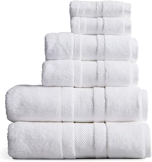 Springtree Home Luxury 100% Cotton Bath Towels Set | 100% Zero Twist Cotton | Premium Bath Towels | Ultra Soft Thick Plush & Highly Absorbent | Luxury Hotel & Spa Bathroom Towels | 6 Piece Set - White