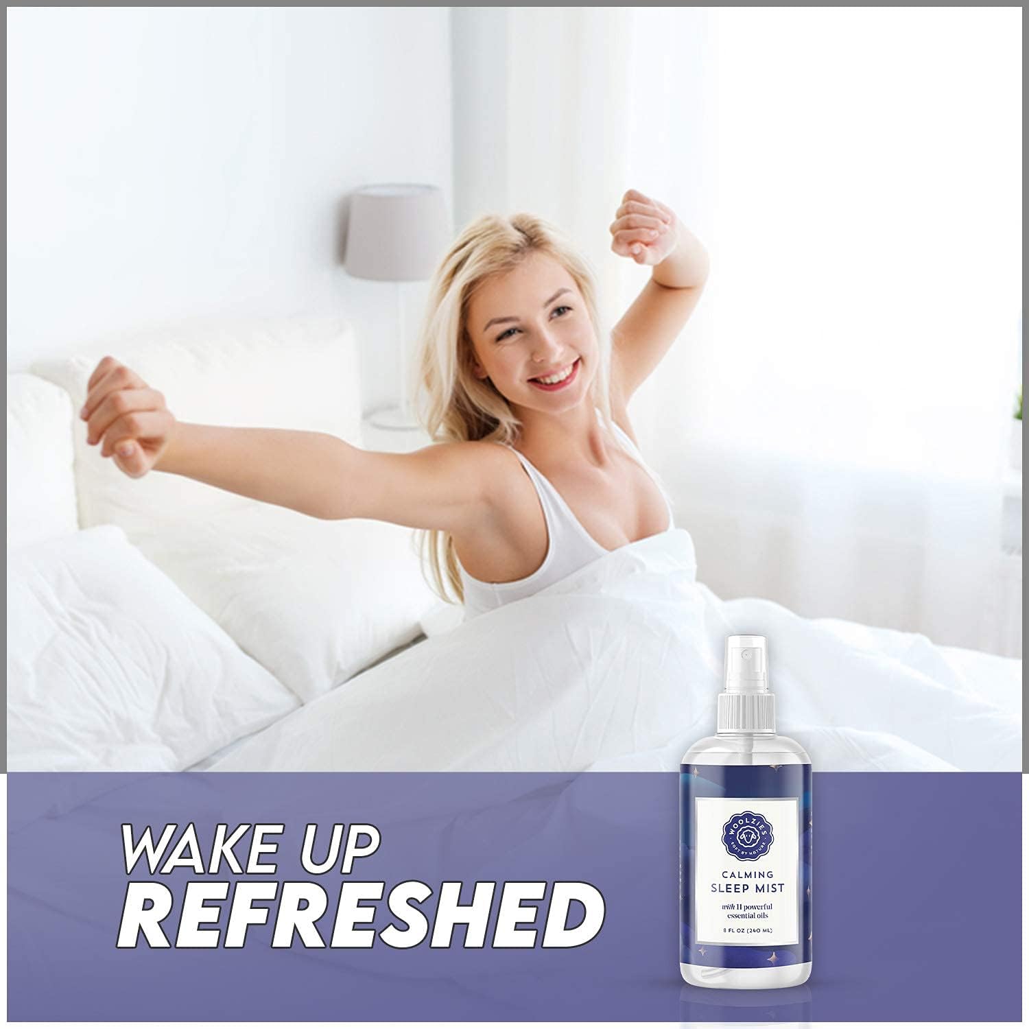 Woolzies Calming Sleep Mist | 100% Natural Hypoallergenic Essential Oil Pillow Spray | Relaxing & Comforting | 8 FL OZ