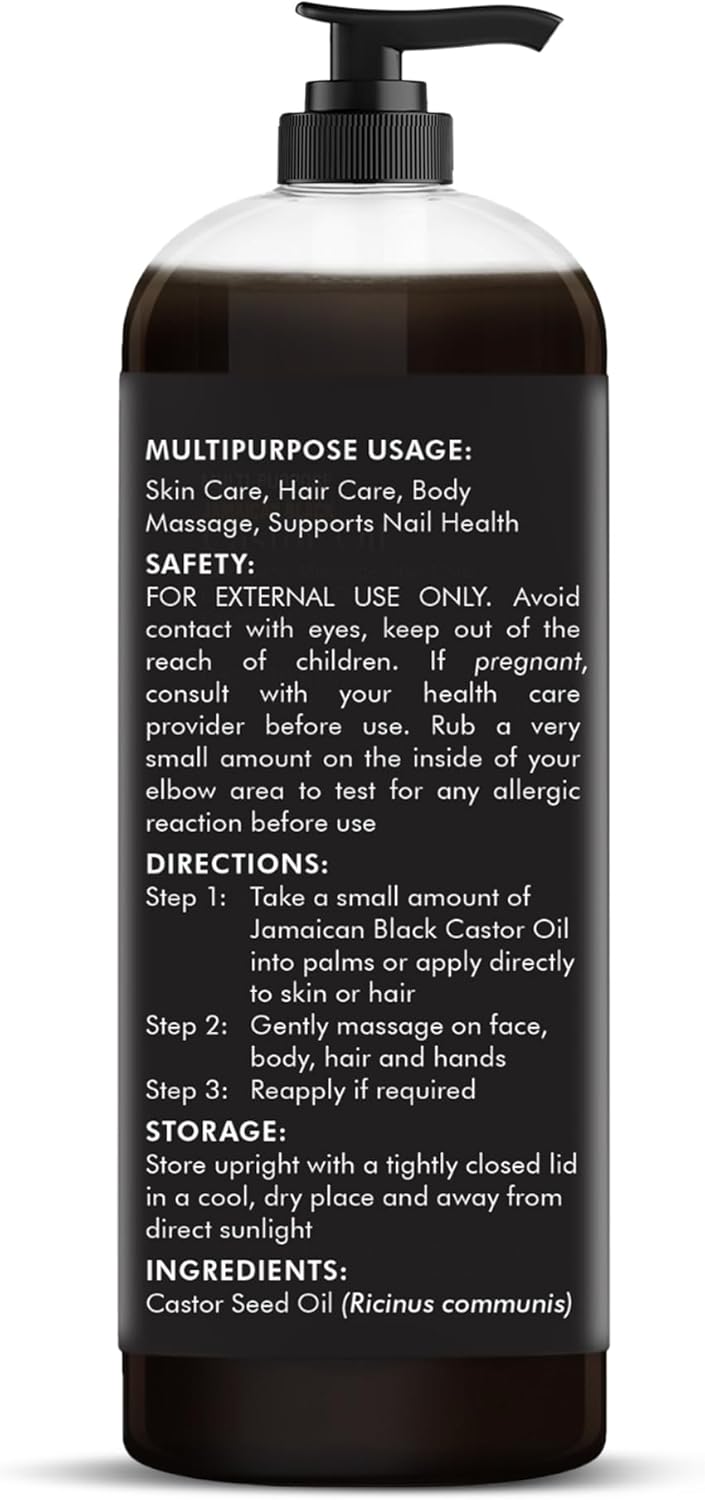 MAJESTIC PURE Pure Jamaican Black Castor Oil for Hair Care, Strengthening, Nourishing, and Volumizing Formula - Non GMO Verified, 16 Fl Oz