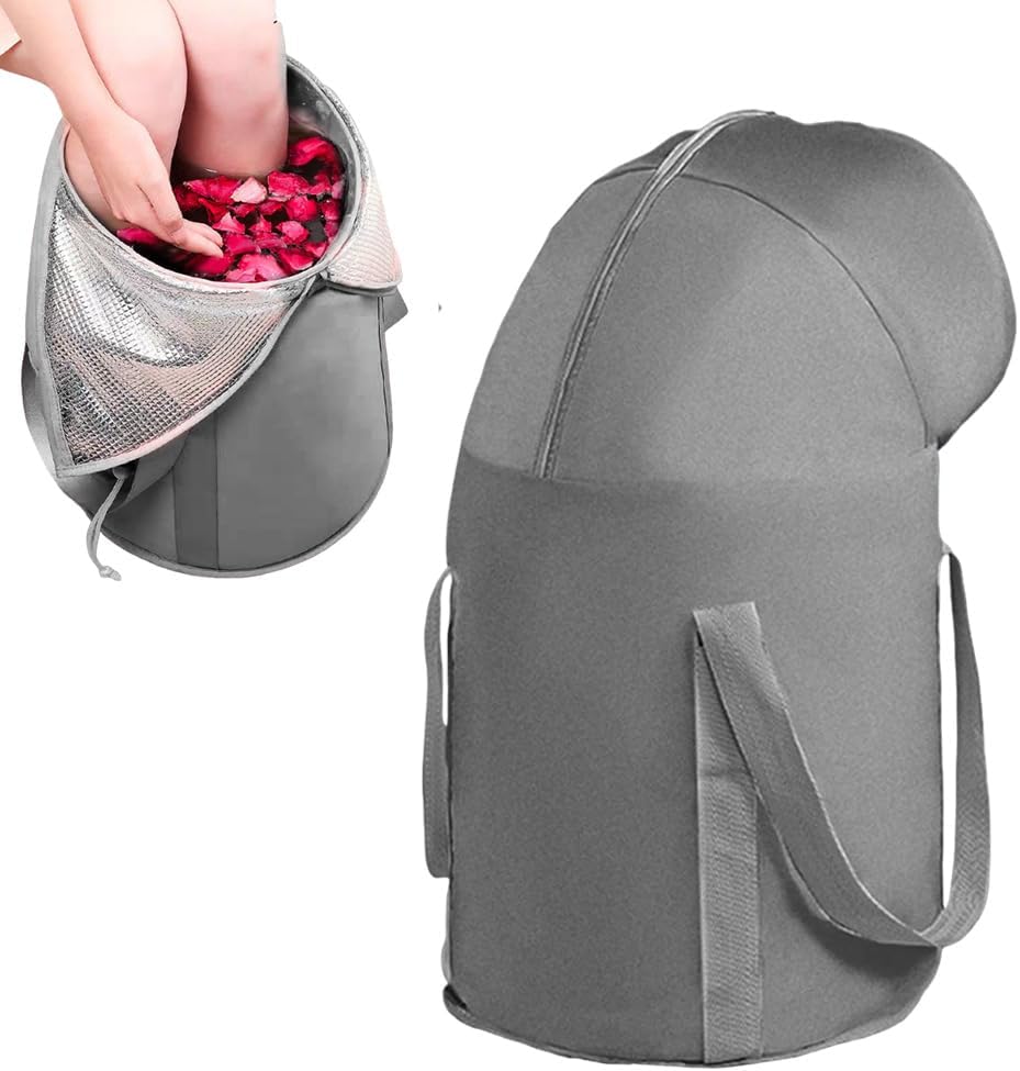 Ouliget Collapsible Bucket for Soaking Feet,Portable Travel Foot Bath Tub,Fully Wrapped Knee Fumigation Foot Soaking Bath Basin,Foot Spa Bag for Outdoor Travel Camping Fishing