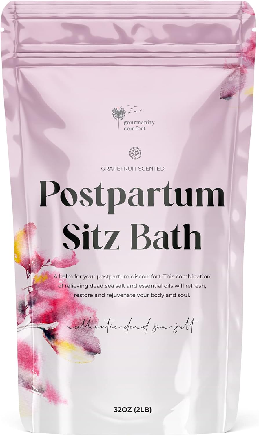 Gourmanity Comfort Sitz Bath Salt for Postpartum Care, Soothing Combination of Dead Sea Salt and Essential Oils to Refresh Your Body, Natural Ingredients, Harvested from the Dead Sea, 32oz