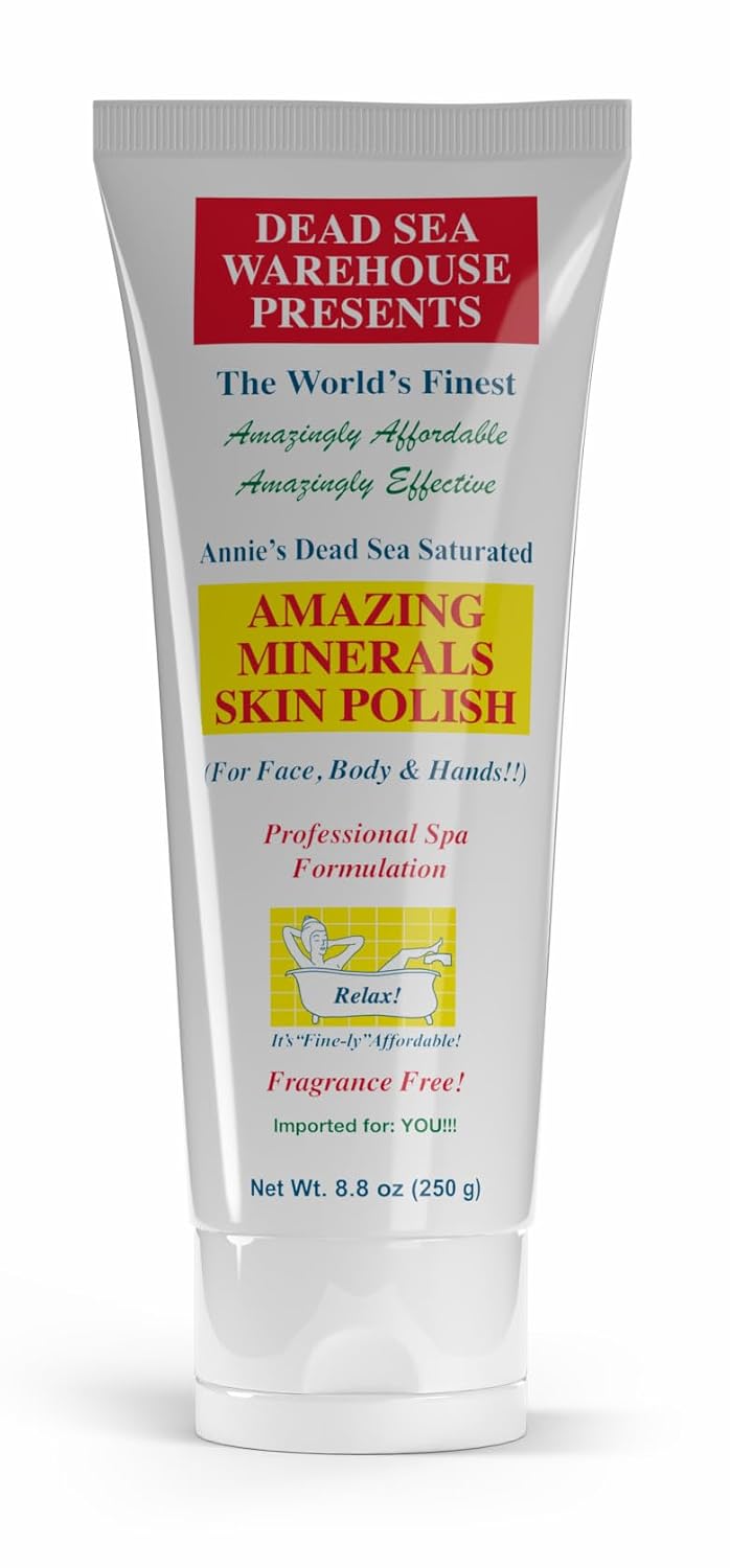 Dead Sea Warehouse - Skin Polish Dead Sea Salt Scrub - For Face, Rough Elbows, And Knees - Silky Smooth Skin, Fragrance-free - Vegan - 8.8 oz