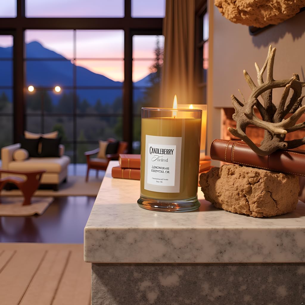Candleberry Candles Kindred Collection | Luxury Glass Jar | USA Hand Poured Soy Blend Candle | Highly Scented & Long Lasting | Up to 90 Hour Burn Time (Lemongrass Essential Oil)