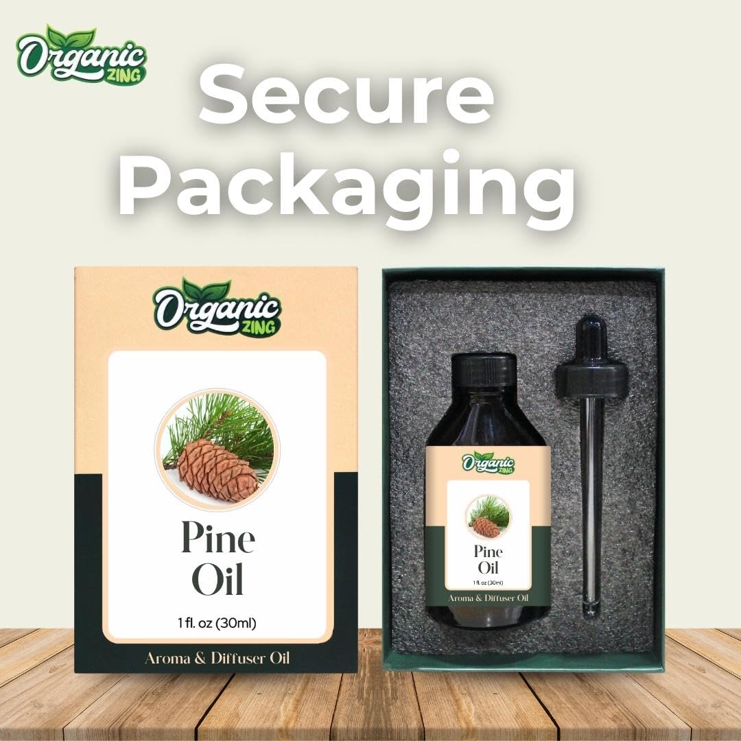 Organic Zing Pine Oil 30 ml (1.01 fl oz) – Steam Distilled Fresh Woody Aromatic Oil for Diffusion Blends, Household Cleaning Formulations & Natural Fragrance