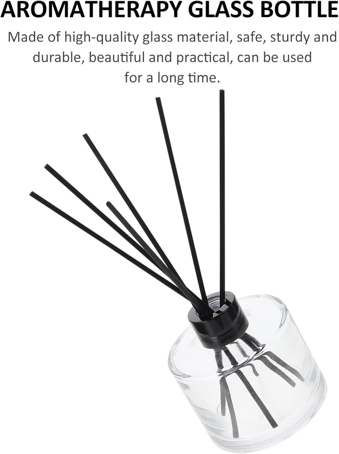 1set Glass Bottles Reed Diffuser Bottle Black Rattan Sticks Refillable Perfume Diffuser for Home Car Living Room Decor and Spa