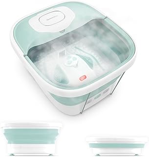 HoMedics Smart Space Elite Footbath with Heat Boost, Collapsible, Invigorating Bubble Massage, 3 Pedicure Attachments, Safe to Use Bath Salts, Patented Safety-Lock System, Ergonomic
