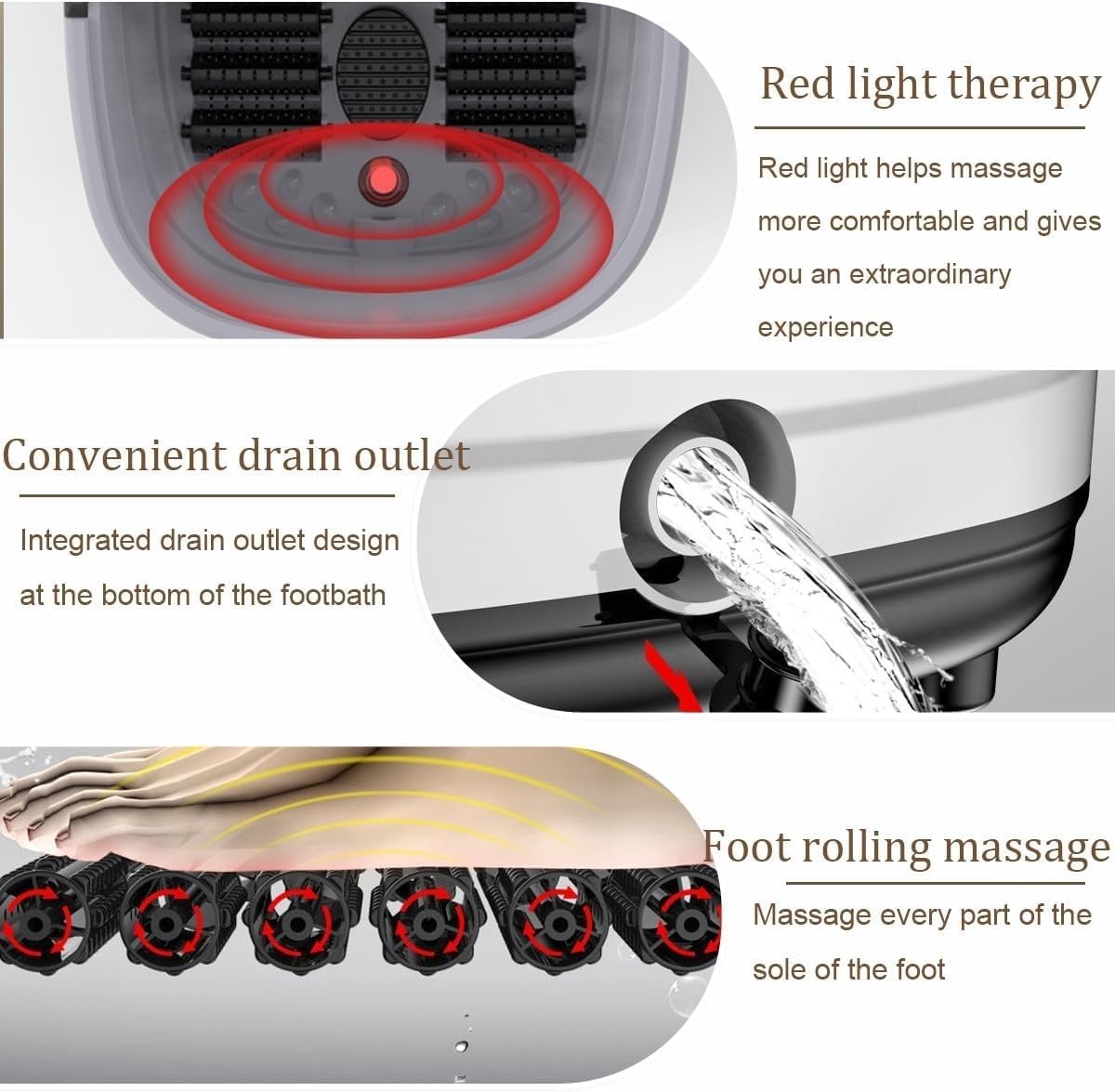 Foot Bath with Circulation Heat, Tub for Stress Relief, with and Massage RollersFoot