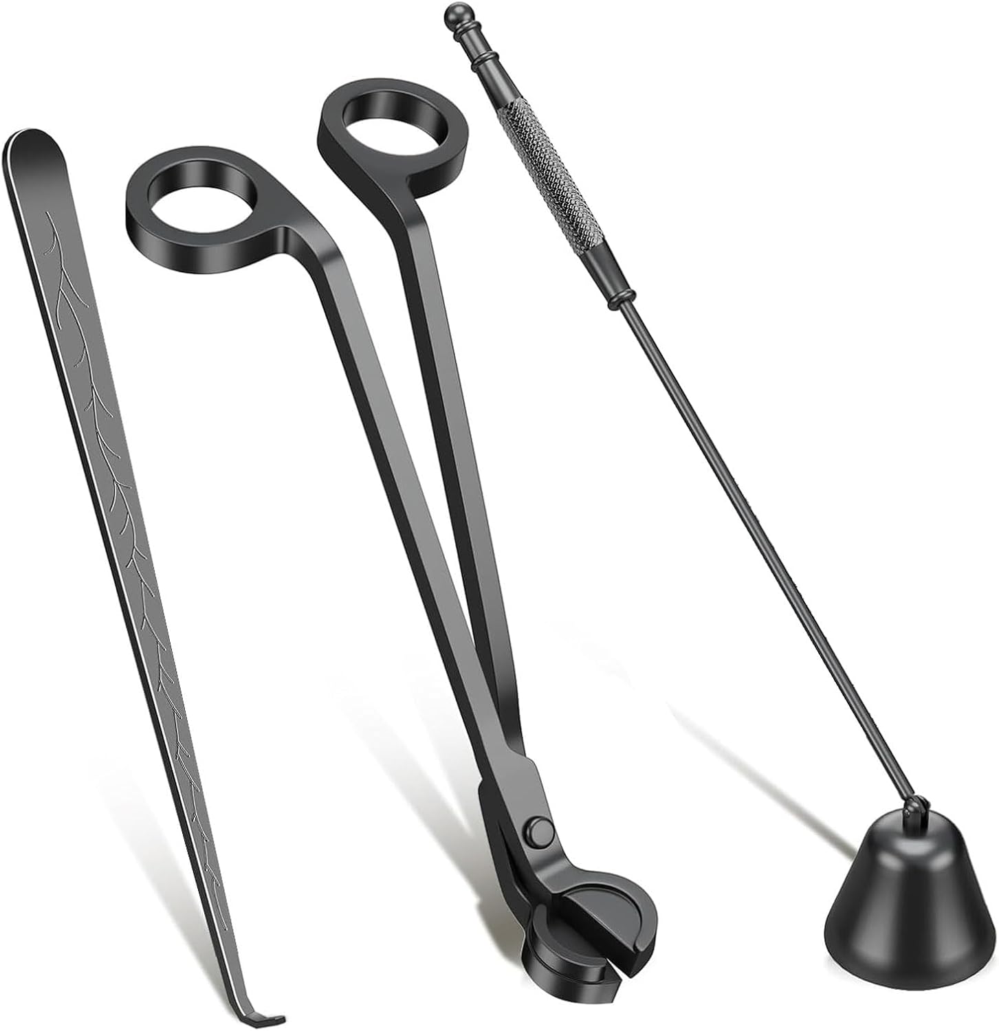 Candle Wick Trimmer, 3 in 1 Candle Accessories Set,Candle Snuffer and Wick Dipper, Candle Wick Cutter Trimmer with Gift Package for Candle Lover (Black)