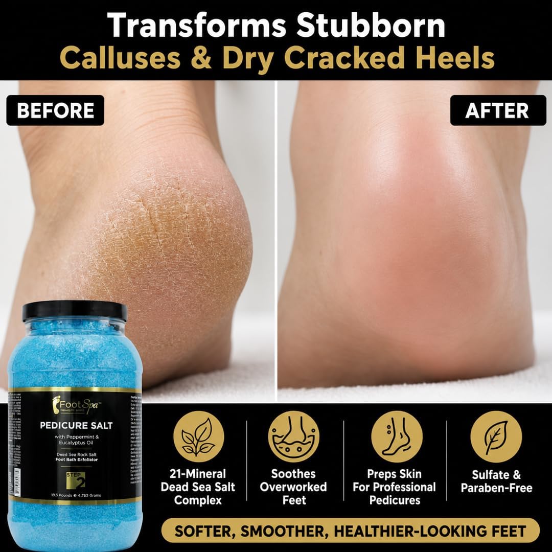 Detox Foot Soak Pedicure and Bath Salt, 128 Oz - Made with Dead Sea Salts, Eucalyptus and Peppermint Oil - Hydrates, Softens and Moisturizes