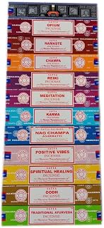 Satya Incense Set x 15gram Includes: Nag, Super Hit, Oodh, Positive Vibes, Namaste, Champa, Opium, Reiki, Spiritual Healing, Karma, Traditional Ayurveda and Meditation, Wood, Multi, 12 Packs