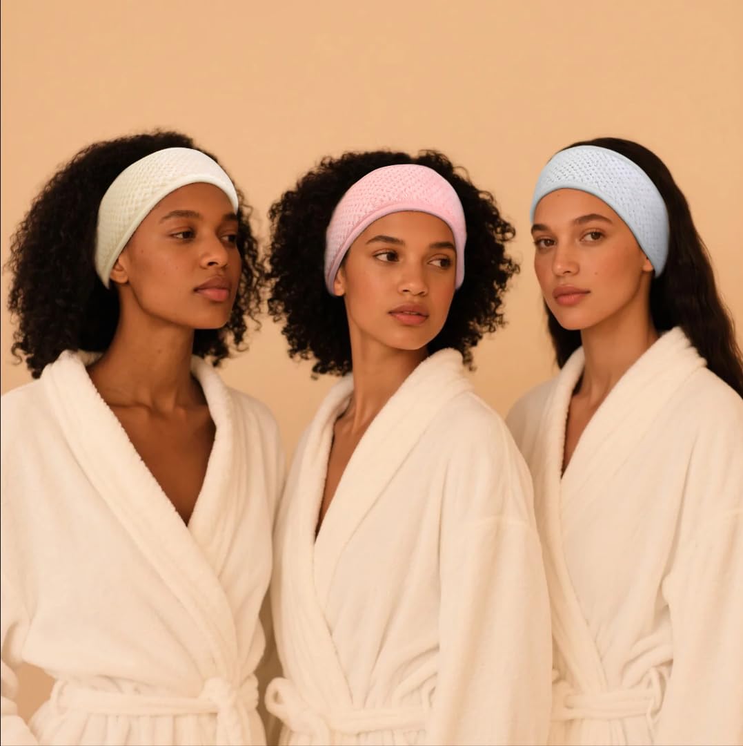 Huachi Skincare Headbands for Women Girls: Spa Headband for Washing Face Towel Hair Bands, Makeup Facial Face Wash Head Bands 4 PCS