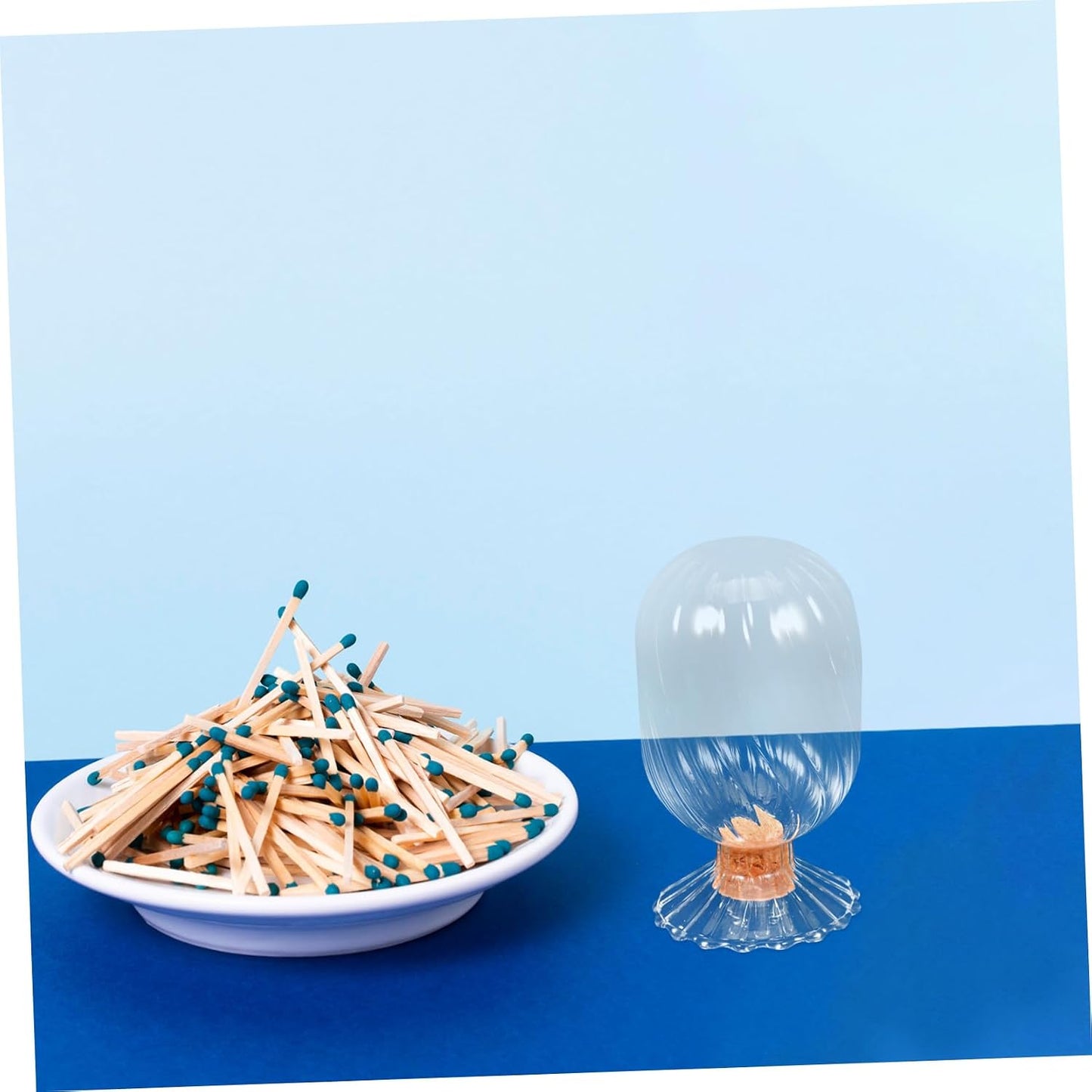 Cabilock Smoke Glass Match Cloche Elegant Decorative Matches Holder with Sealed Lid Clear Glass Storage Jar for Candle Matches Toothpicks Home Decor Easy to Clean Maintain