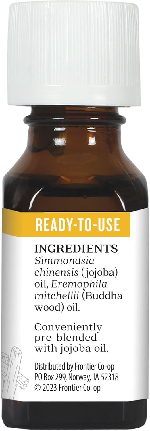 Aura Cacia Buddha Wood Essential Oil in Jojoba Oil | GC/MS Tested for Purity | 0.5 fl. oz.