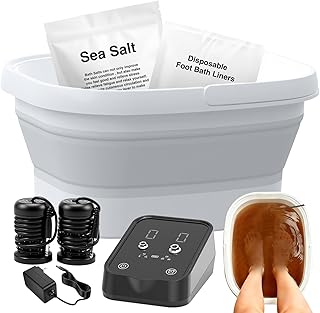 Ionic Foot Bath Detox Machine,Foot Detox Foot Bath Soak Tub with 2 Arrays,80 Disposable Foot Spa Liners, Sea Salt,Folding Foot Spa Bucket,Home Salon-Level Foot Soaking Tub