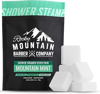Mountain Mint Shower Steamers 7 Pack – Made in USA with Extra Strong Scent- Essential Oil Aromatherapy with Eucalyptus, Peppermint & Menthol - Refreshing Scent for Stress Relief