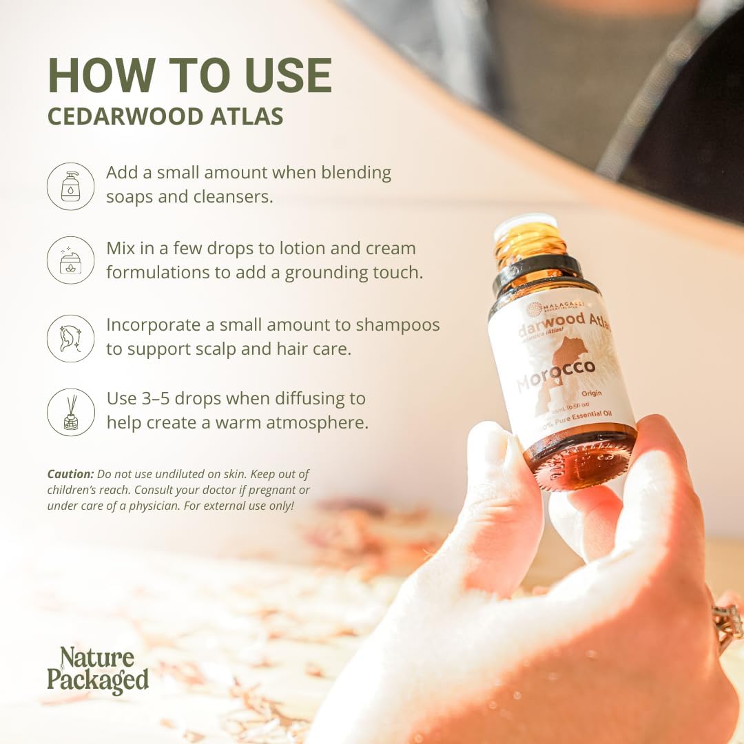 Pure Cedarwood (Atlas) Essential Oil (2lbs) - Direct from Malagassi Essential Oils Farm in Morocco - Essential Oils for Diffusers and Aromatherapy | Pure Therapeutic Grade