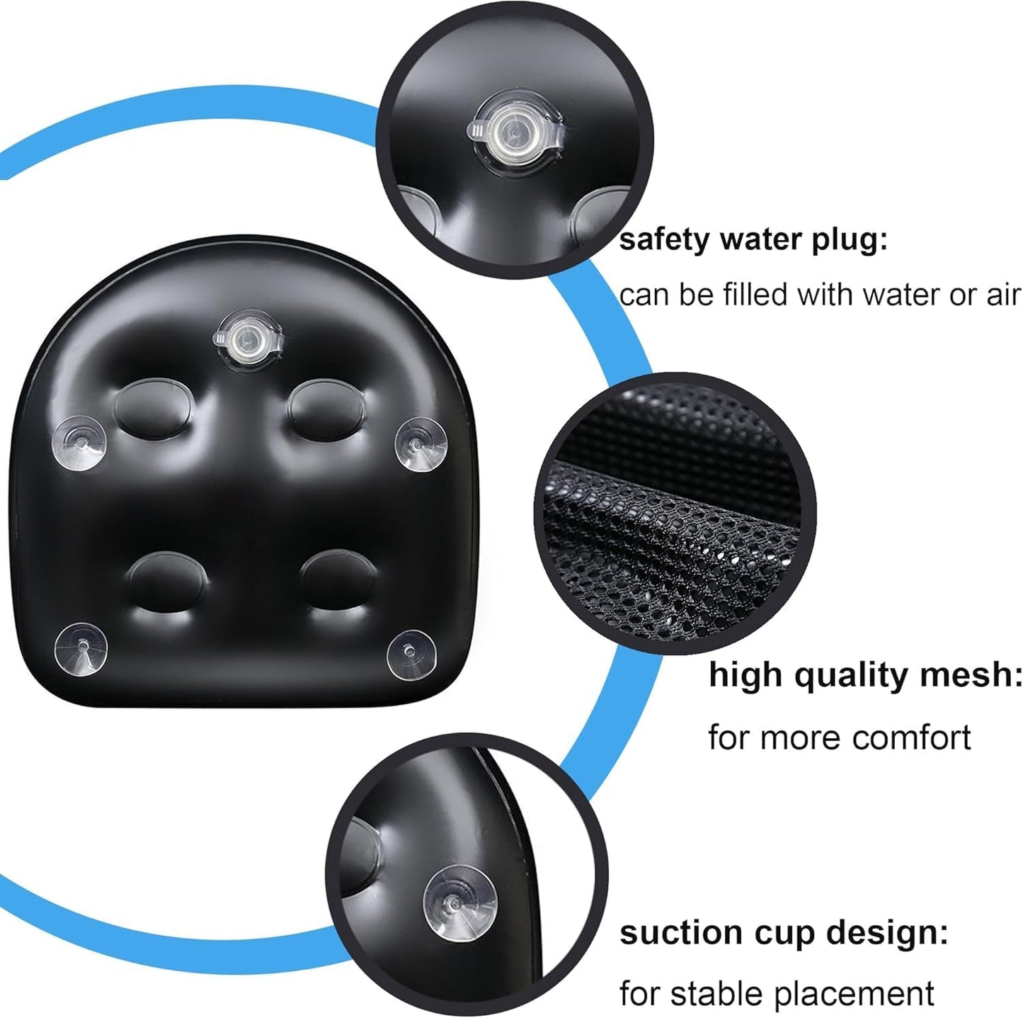 SPA Booster Seat,Spa&Hot Tub Seat with Non-Slip Suction Cups,Portable Fordable Bathtub Seat for Home/SPA/Travel/Business Trip, Black