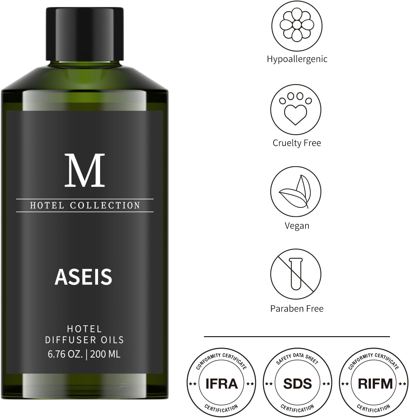 Hotel Collection Diffuser Oil- 6.76 Fl Oz/200ML-ASEIS,Luxury Essential Oils for Diffuser Refill & Machines,Bigger Bottle, Bolder Aroma, Longer Lasting