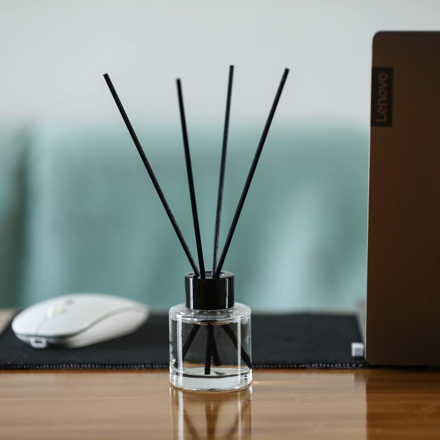 4PCS Refillable Fragrance Glass Diffuser Bottles with 20pcs Reeds Sticks & Black Caps & Funnel, Diffuser Jars for Home Oil Fragrance Decoration Girl Women Gift (50ML)