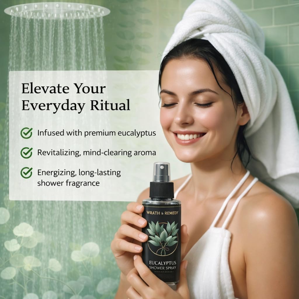 Eucalyptus Shower Spray Aromatherapy — 700+ Sprays, USDA Organic 100% Pure Eucalyptus Essential Oil Spray Mist for Spa Shower, Steam, Sauna & Linen Bedsheet – Premium & Travel Size (4 oz, Made in USA)
