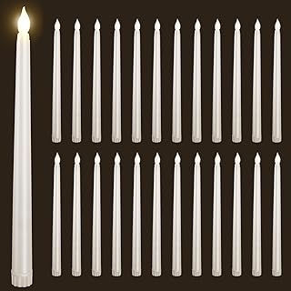 24pcs Flameless Flickering LED Taper Candles Bulk Battery Operated Candles for Christmas Halloween Birthday Wedding Party, (Ivory, 11 inch, 24pcs)