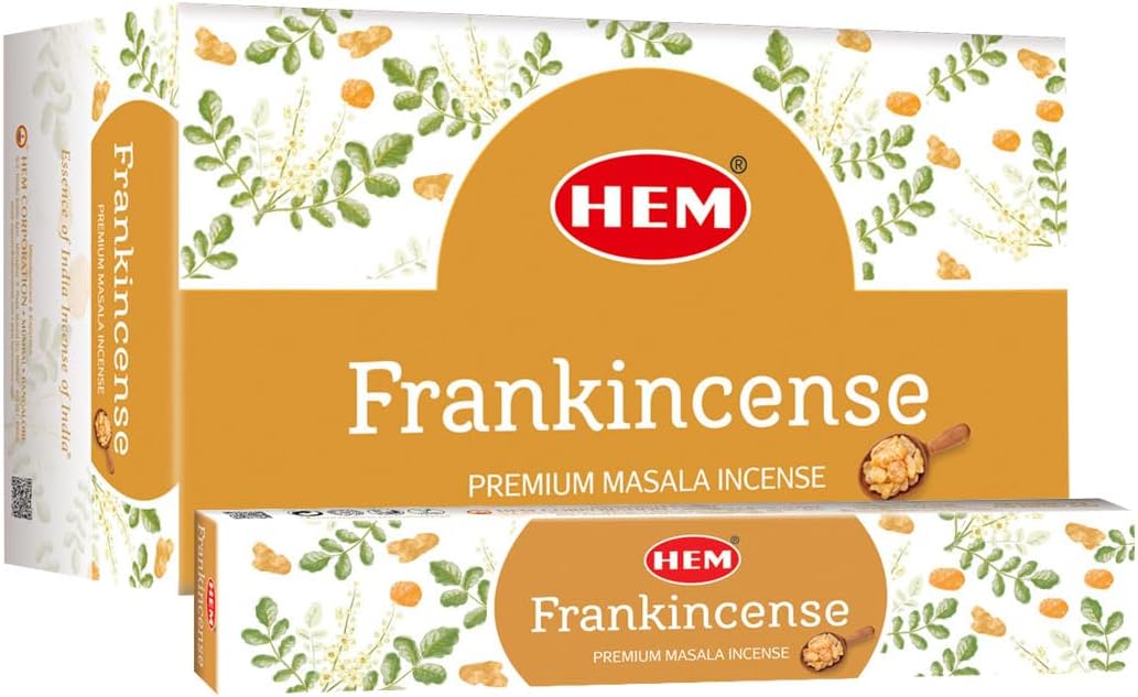 Hem Frankincense Masala Incense Sticks | Natural Fragrance of Sandalwood for Positivity | Smudge Healing Incense for Stress Relief & Cleansing | Gift Set - Pack of 12 (15 GMS Each)