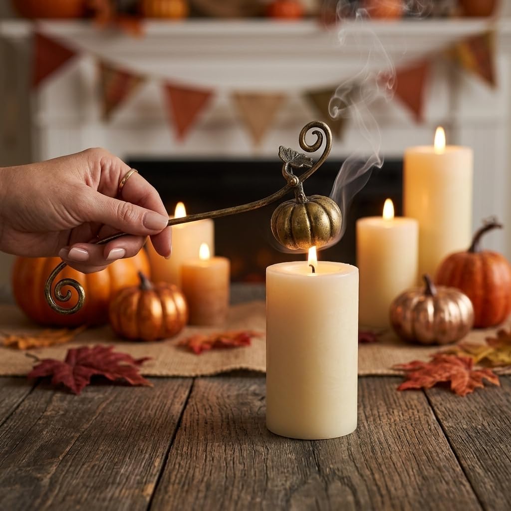 ZOOYOO Pumpkin Candle Snuffer, Vintage Metal Fall Candle Extinguisher