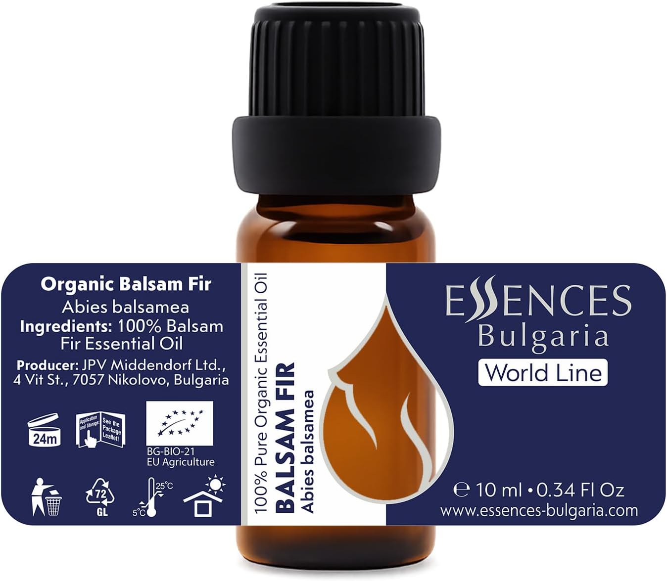 Essences Bulgaria Balsam Fir Essential Oil 10ml (0.34 Fl Oz) | Abies balsamea | 100% Pure, Natural, Undiluted | Aromatherapy, Cosmetics | Non-GMO, Cruelty-Free