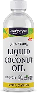 Healthy Origins Coconut Oil, Liquid (100% Virgin) - Virgin, Unrefined, Cold-Pressed Liquid Coconut Oil - 93% MCTs - Centrifuge Extracted Coconut Oil - 20 fl Oz