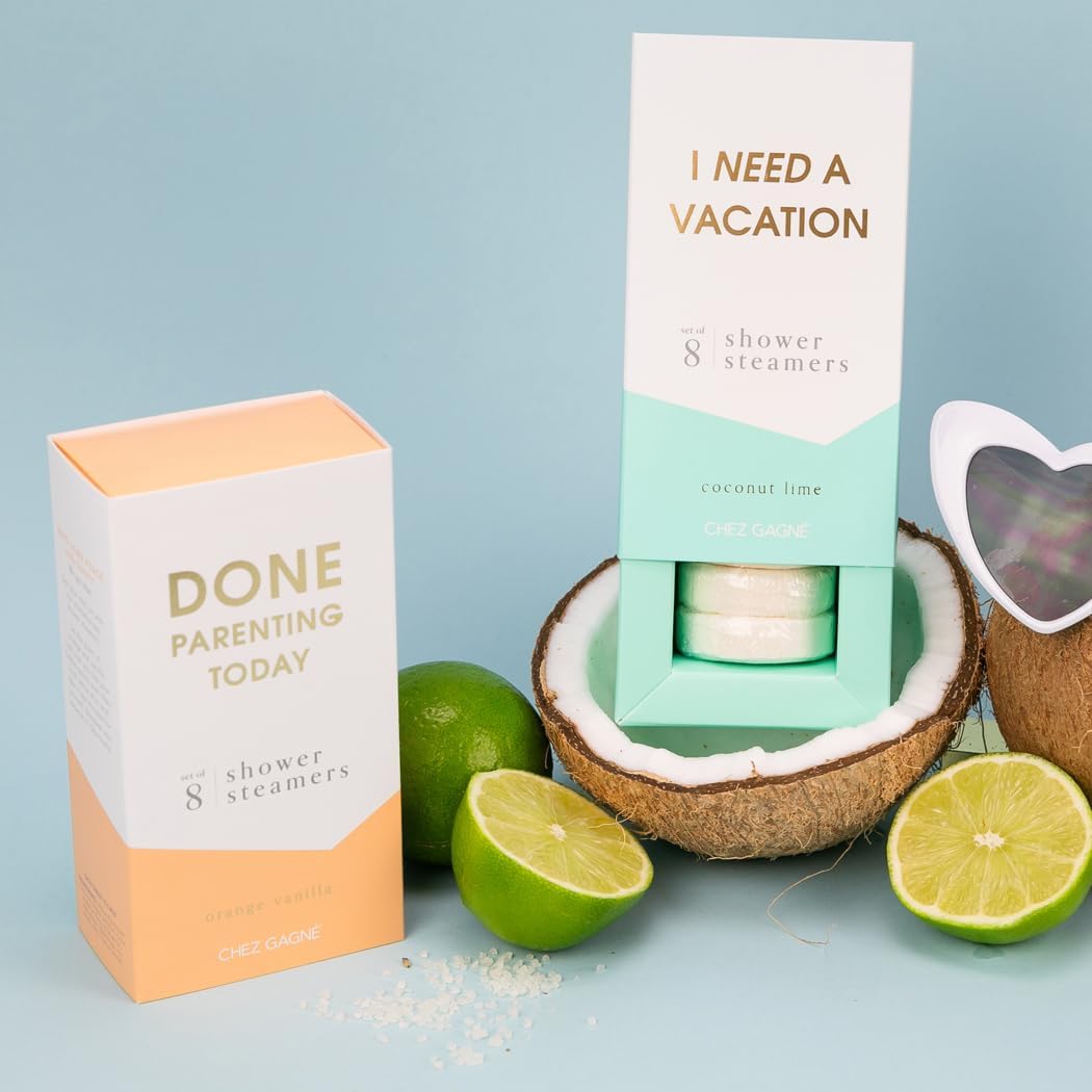 Aromatherapy Shower Steamers - I Need A Vacation - Coconut Lime, Set of 8 - Vegan, Cruelty-Free, Made in USA - Paraben, Sulfate & Phthalate-Free - Relaxation Gift - Mother's Day - Gift for Mom