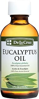 De La Cruz Eucalyptus Essential Oil, 100% Pure Steam Distilled Eucalyptus Globulus, Eucalyptus Oil, Eucalyptus Essential Oil for Diffuser, 4 FL OZ, Aromatherapy, Tree Oil,Long Lasting Scent