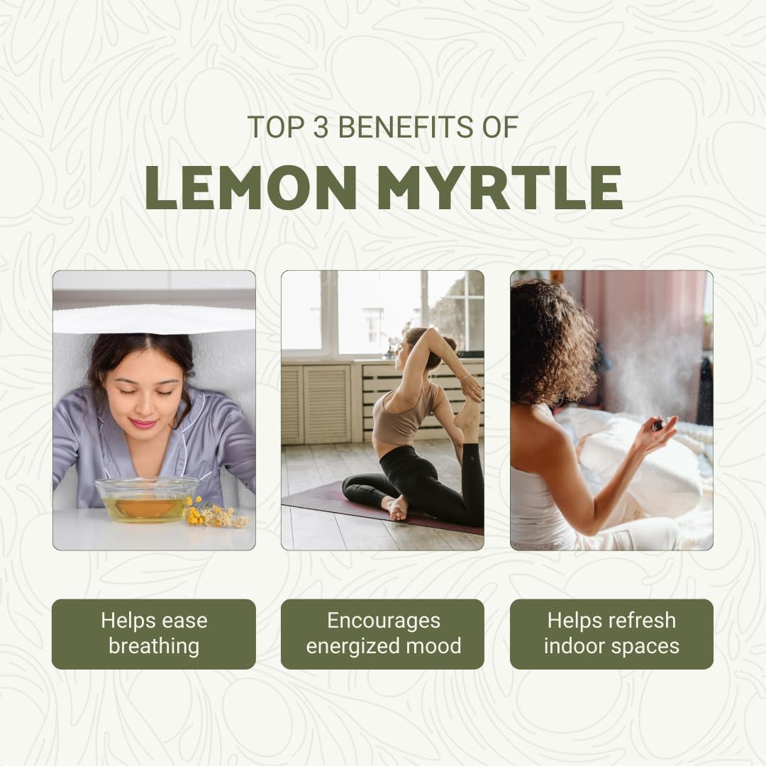 Lemon Myrtle Essential Oil - Experience an Invigorating, Fresh Citrus Aroma - Pure, Undiluted Therapeutic Grade Essential Oil - 2lbs