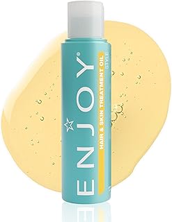Enjoy Hair & Skin Treatment Oil, Quick-Absorbing Argan and Linseed Oil Blend, Weightless Hydration and Faster Drying Time for Hair and Body, 3.4 Oz