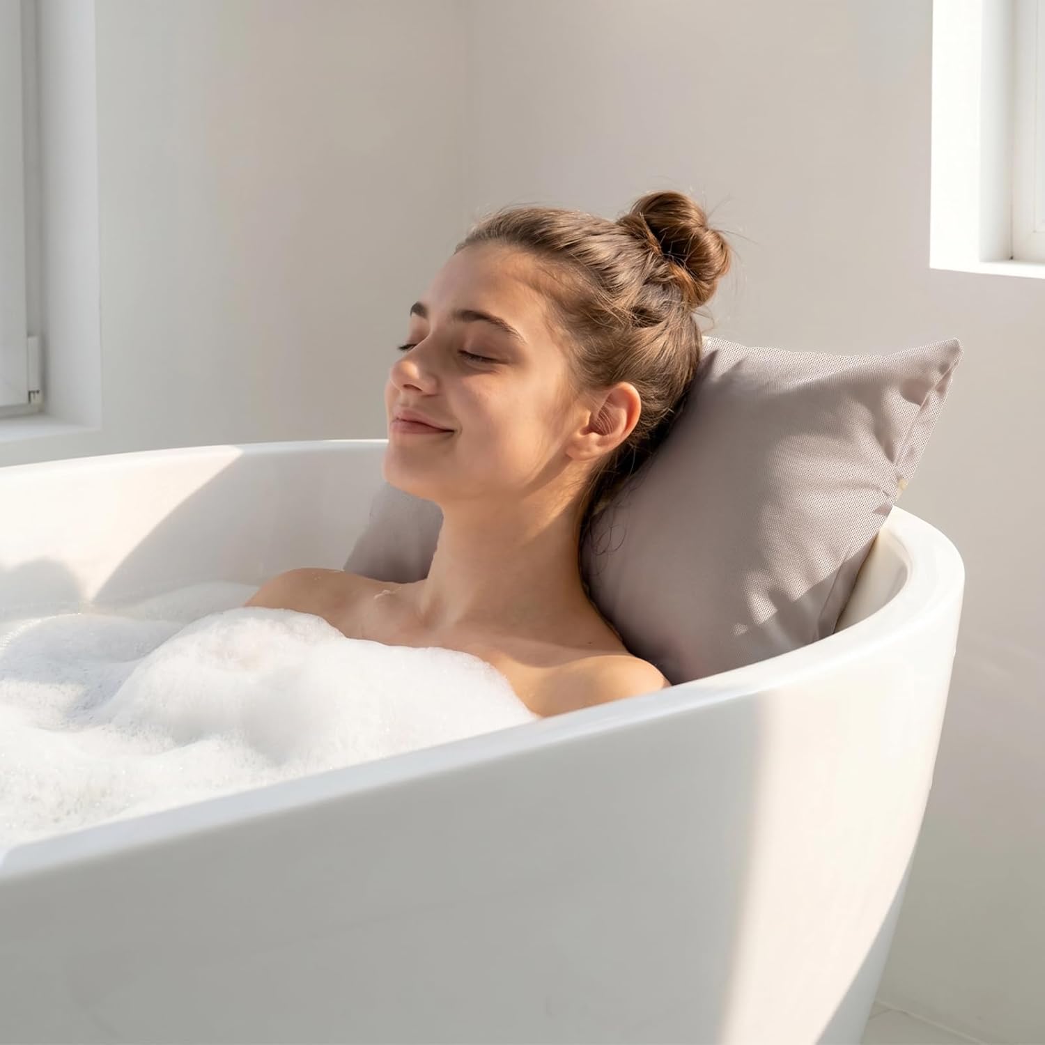 Luxury Bathtub Pillow, Skin-Friendly Cushion, Support Back, Neck & Head, Non-Slip, Adjustable Thickness Fits All Tub, Washable & Quick-Drying - Gift for Christmas Birthday Mother’s Day