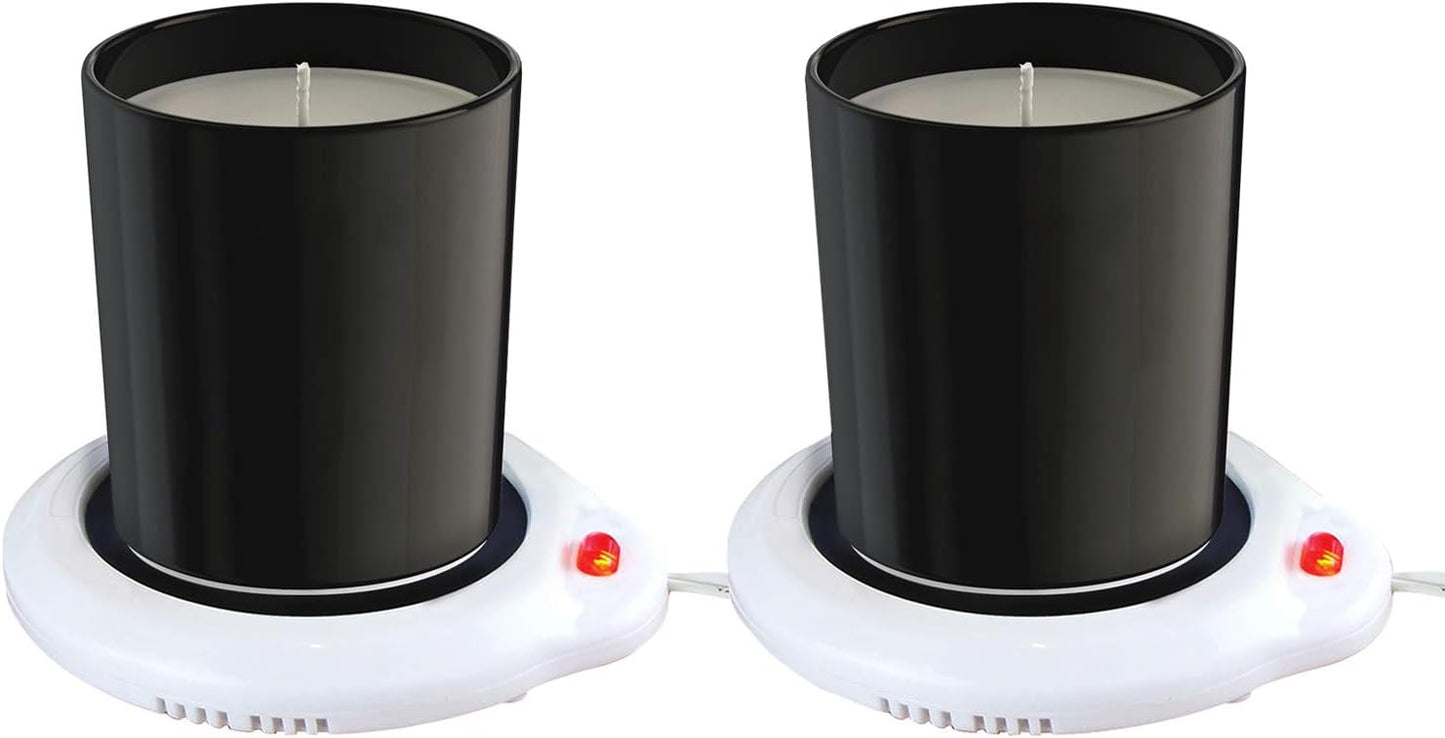 Candle Warmer for Home & Office, Set of 2, Great for Warming Up Cups, Coffee Mugs & Beverages on Desks Tables & Countertops. Electric Heated Plate Warms Quickly, Enjoy Hot Drinks on Cold Days