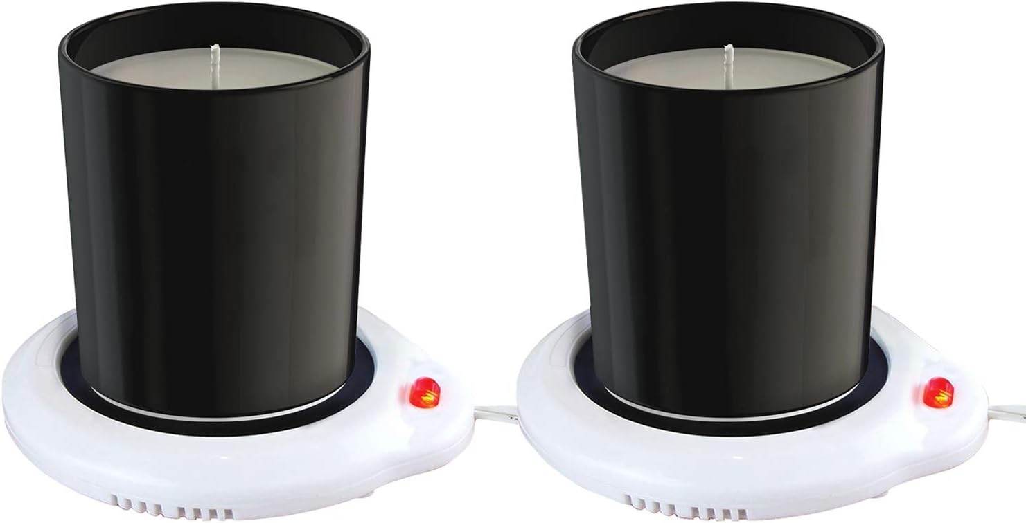 Candle Warmer for Home & Office, Set of 2, Great for Warming Up Cups, Coffee Mugs & Beverages on Desks Tables & Countertops. Electric Heated Plate Warms Quickly, Enjoy Hot Drinks on Cold Days